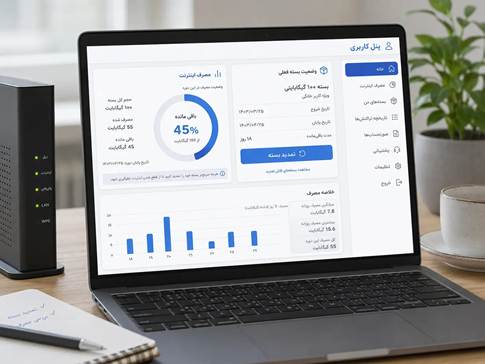 نمونه پنل کاربری برای مشاهده حجم و تمدید بسته