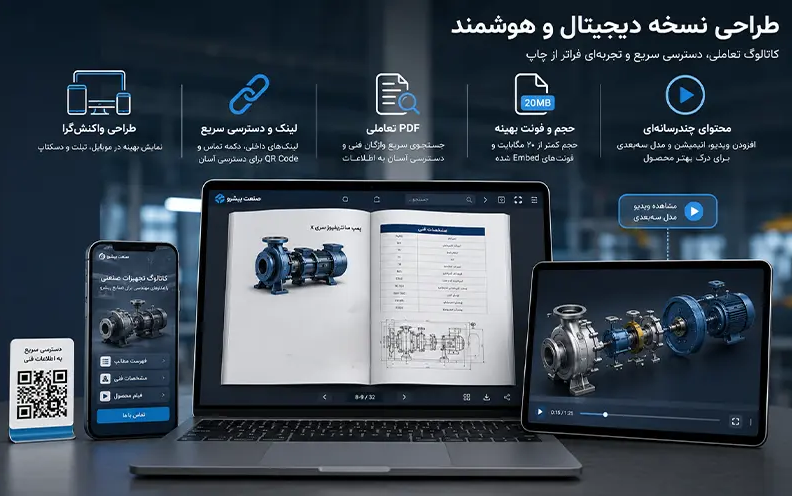طراحی نسخه دیجیتال و هوشمند کاتالوگ صنعتی برای موبایل و دسکتاپ